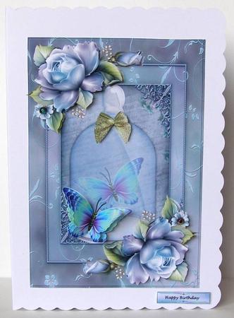 Vintage Jar and Bleu Roses by Margaret McCartney