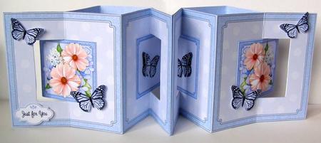 3D Pastel Flowers & Butterflies Accordian Swing Card by Margaret McCartney