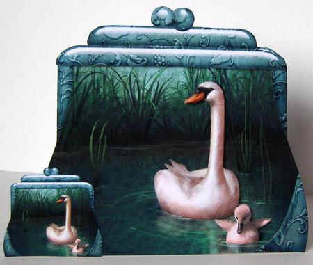 Small Handbag Shape Card Swan by Margaret McCartney