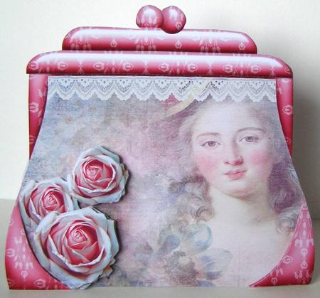Handbag Shape Card Pink Vintage by Margaret McCartney
