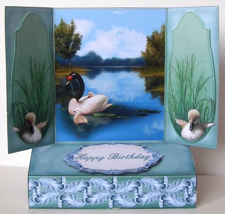 Gatefold Pop Up Swan 2 by Margaret McCartney