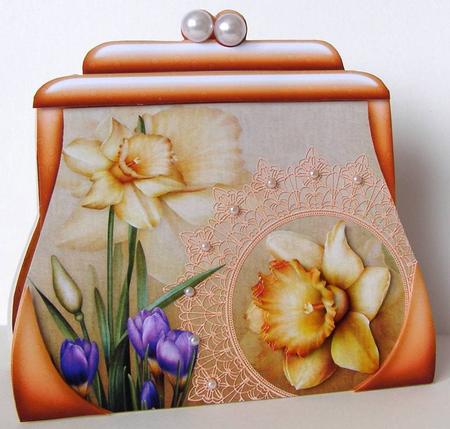 Small Handbag Shape Card Daffodil by Margaret McCartney