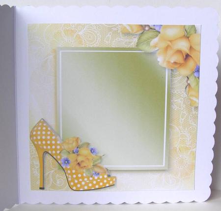 Insert for Spotty Yellow Shoe & Roses Lacey Square by Margaret McCartney