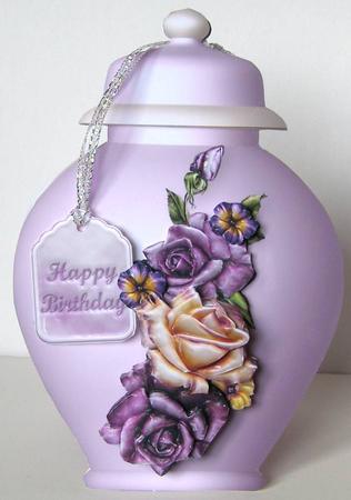 Porcelain Pots Card Mini Kit - Mauve Roses by Margaret McCartney
