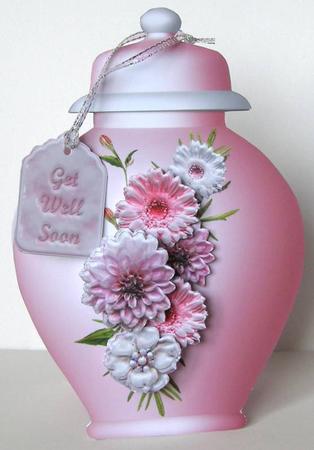 Porcelain Pots Card Mini Kit - Pink Posy by Margaret McCartney
