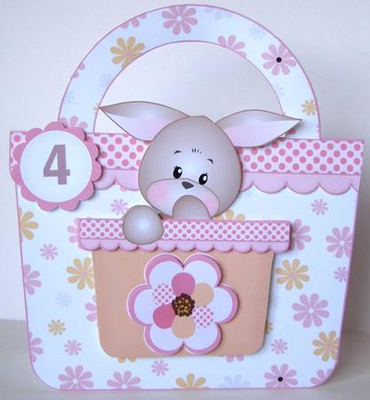 Bunny Handbag Card Pink by Margaret McCartney