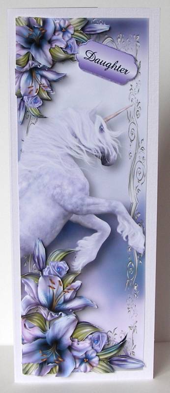 Large Dl Majestic Unicorn & Purple Lilies by Margaret McCartney