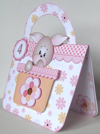 Insert for Bunny Handbag Card Pink by Margaret McCartney