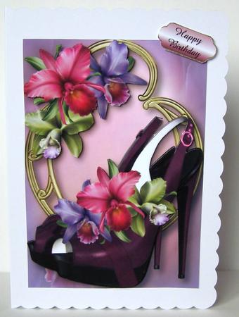 Gorgeous Orchid Slingbacks on Golden Frame by Margaret McCartney