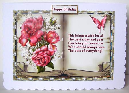 Pink Rose Book Topper Card with Decoupage by Margaret McCartney