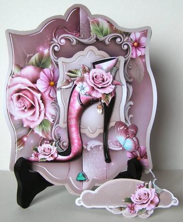 Soft Rose Shoes in Card Tag Form by Margaret McCartney