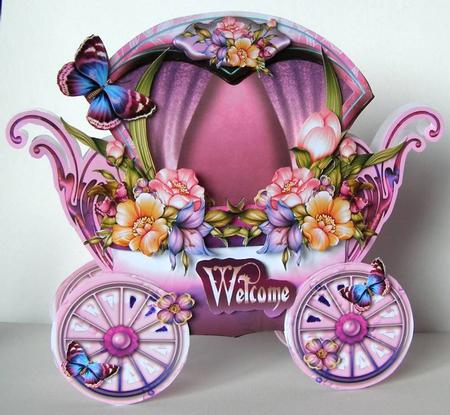 Pink Carriage with Beauty Flowers by Margaret McCartney