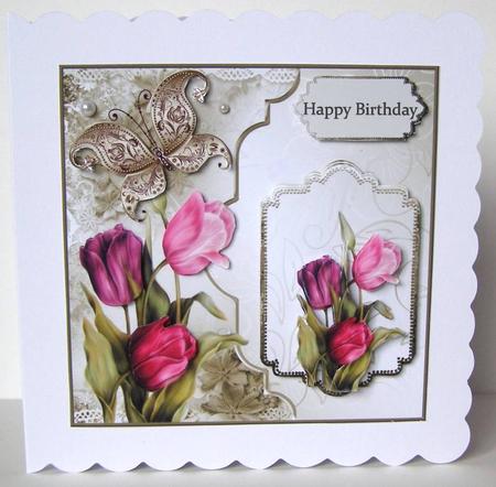 Tulips Bracket Card with Decoupage by Margaret McCartney