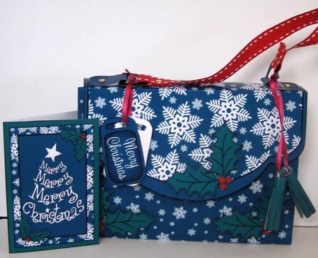3D Snowflakes & Holly Xmas Handbag Treat or Favour Box Kit by Margaret McCartney