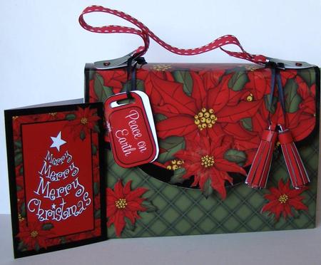 3D Pointsettia Xmas Handbag Treat or Favour Box Kit by Margaret McCartney