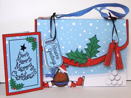 3D Rudolph Xmas Handbag Treat or Favour Box Kit by Margaret McCartney
