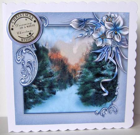 Watercolour Christmas Trees at Sunset by Margaret McCartney