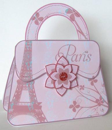 Shabby Chic Pink Parisienne Handbag Card by Margaret McCartney