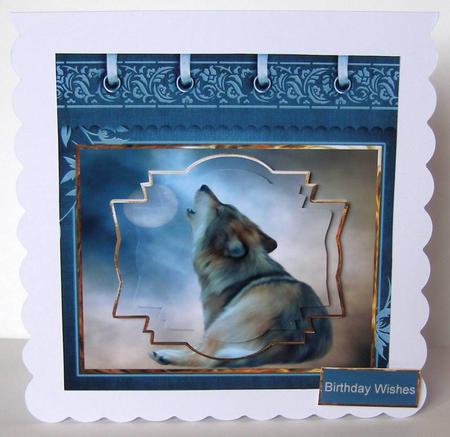 Wolf at Night Card with Stackers by Margaret McCartney