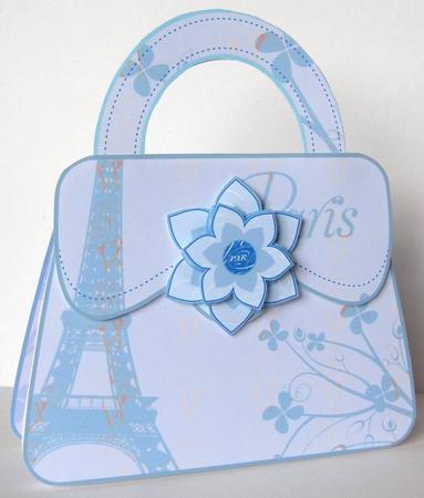 Shabby Chic Blue Parisienne Handbag Card by Margaret McCartney
