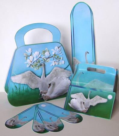 Swan Lake Handbag Card Kit with Tags and Bookmark by Margaret McCartney
