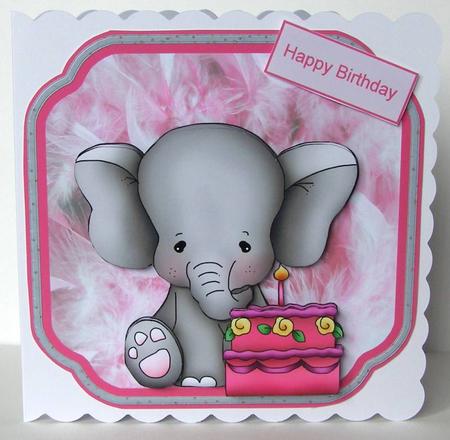 Elephant Party Card and Decoupage by Margaret McCartney