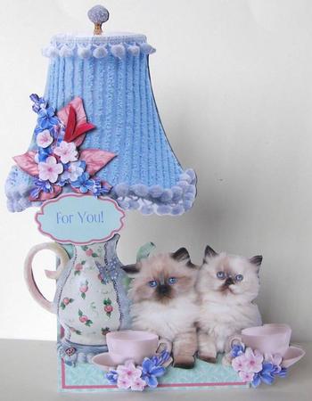 Flowers & Things Shaped Card Kit - Kittens Tea Time by Margaret McCartney
