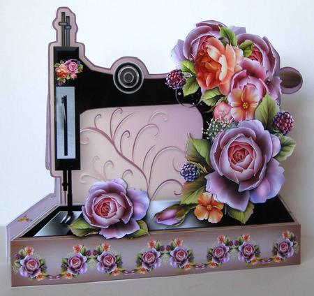 Sewing Machine with Blackberry Roses Mini Kit by Margaret McCartney