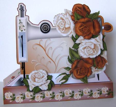 Sewing Machine with Bronze Roses Mini Kit by Margaret McCartney