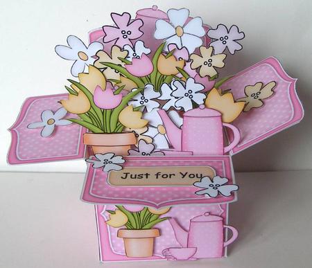 3D Coffee Break Rubber Band Pop Up Box Card by Margaret McCartney