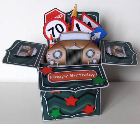 3D Rolls Royce Car Rubber Band Pop Up Box Card by Margaret McCartney