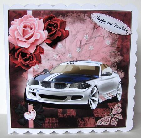 Wishful Surprise Bmw Car Topper with Decoupage by Margaret McCartney