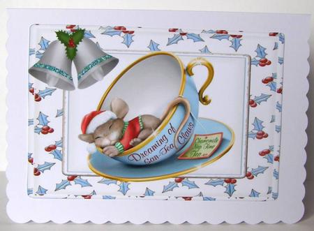 Dreaming of San-tea Claws Cute Mouse A4 by Margaret McCartney