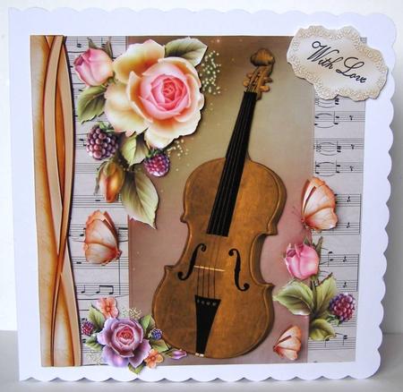 Beautiful Golden Violin with Flowers 8x8 Mini Kit by Margaret McCartney