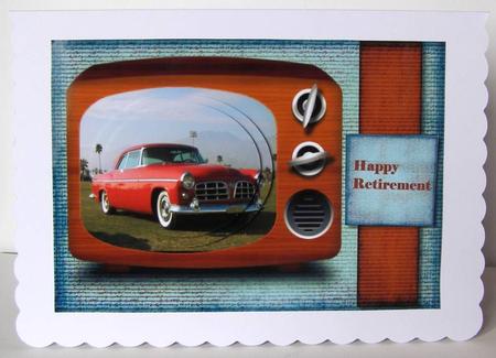 Male Tv Card Vintage Car by Margaret McCartney