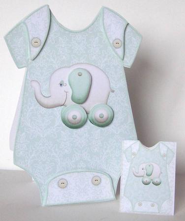 Baby Jumpsuit Shape Card Green by Margaret McCartney