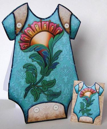 Baby Jumpsuit Shape Card Dark by Margaret McCartney