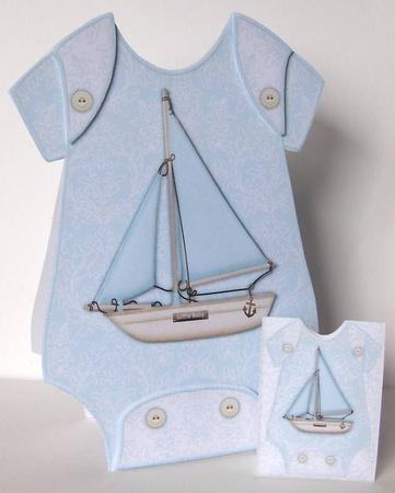 Baby Jumpsuit Shape Card Blue by Margaret McCartney