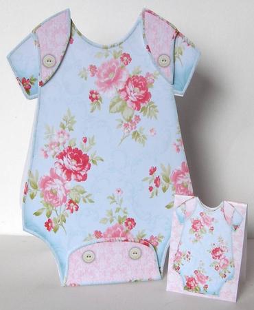 Baby Jumpsuit Shape Card Roses by Margaret McCartney