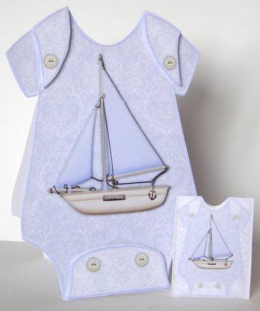 Baby Jumpsuit Shape Card Purple by Margaret McCartney