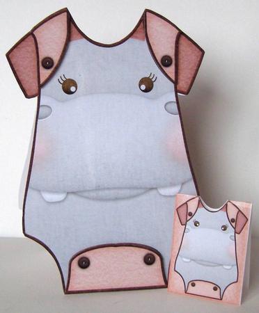 Baby Jumpsuit Shape Card Hippo by Margaret McCartney