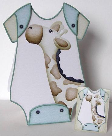 Baby Jumpsuit Shape Card Giraffe by Margaret McCartney
