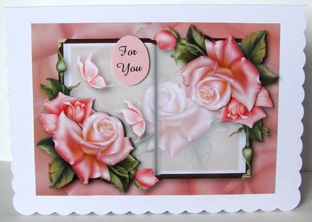 Open Book Pink Edwardian Roses by Margaret McCartney