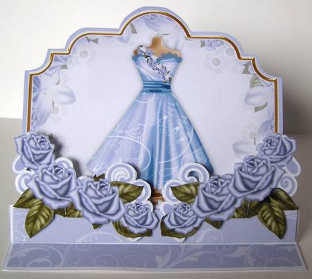 Blue Bird Fashion Dress 3D Easel Card Mini Kit by Margaret McCartney