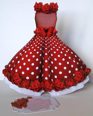 Beautiful Red Rose Dress Shaped Card Kit by Margaret McCartney