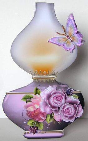 Oil Lamp Card Mini Kit - Pastel Roses by Margaret McCartney