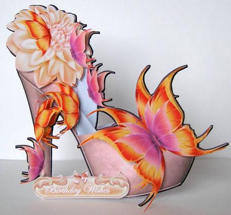 Butterfly Peach Shoe Card Mini Kit by Margaret McCartney