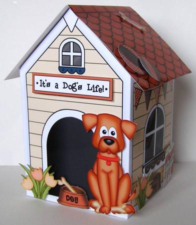 3D Rusty Dog's Kennel Rubber Band Pop Up Card by Margaret McCartney