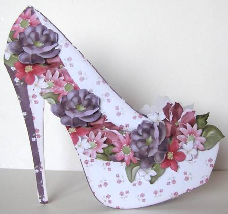 Shoe Shape Card Purple Flower by Margaret McCartney