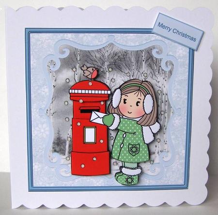 Christmas Postbox Card with Decoupage by Margaret McCartney